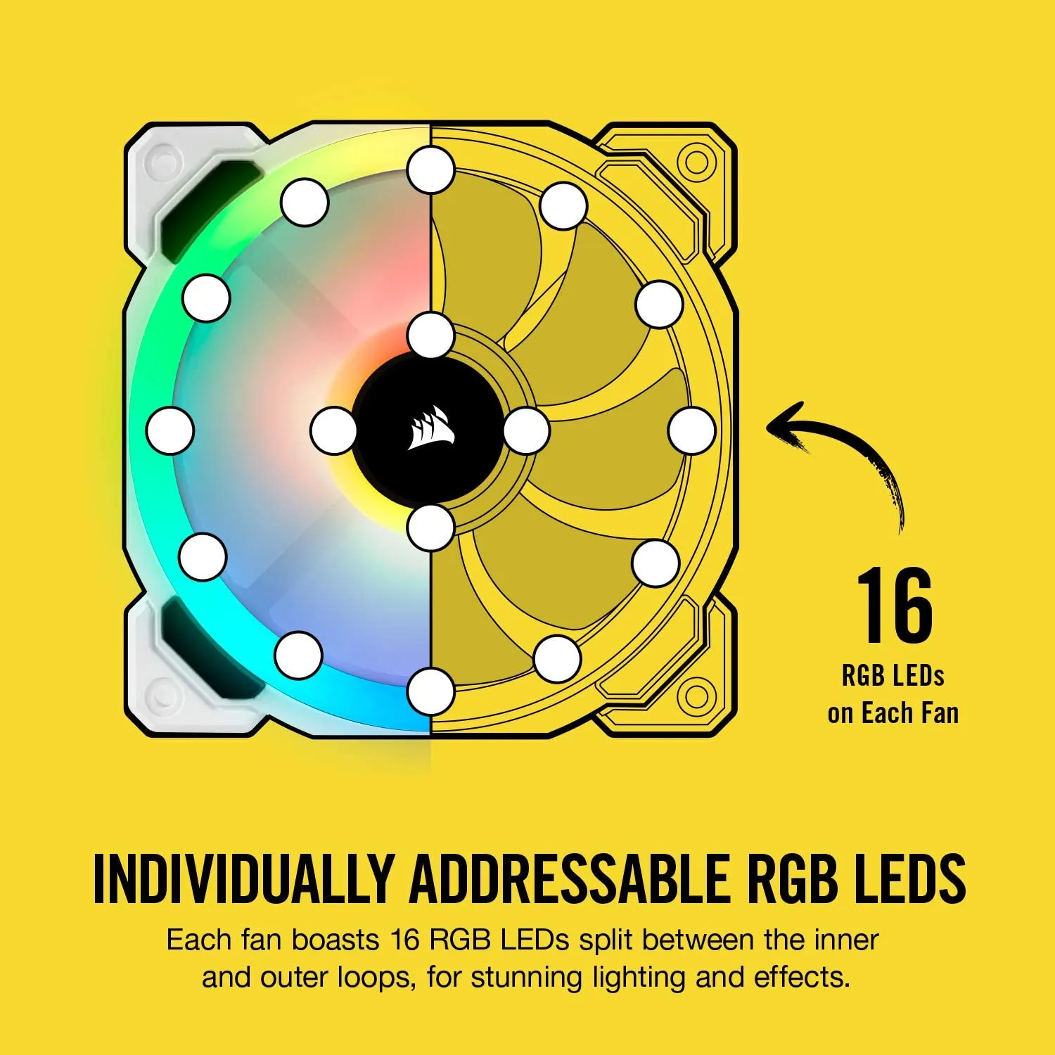 Corsair LL120 12cm PWM RGB Case Fan, 16 LED RGB Dual Light Loop, Hydraulic Bearing, White, Single Fan Expansion Pack