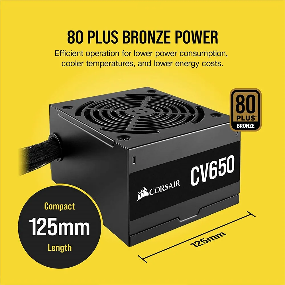 CORSAIR PSU CV Series CV650 , 80  Bronze Certified, 650 Watt Power Supply