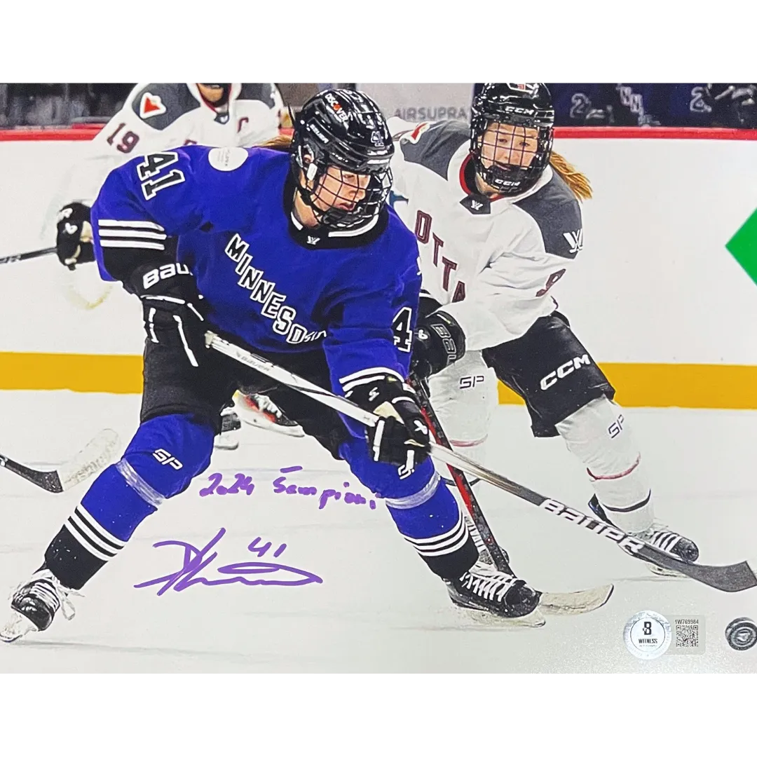 Denisa Křížová Autographed PWHL Minnesota 8x10 Photo w/ 2024 Champs Inscription