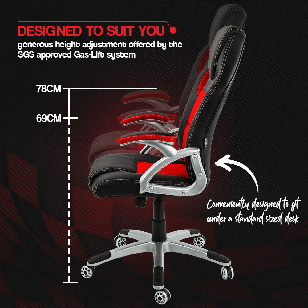 Ergonomic Racing Office Chair, GT-6 Wheels, PU Leather, OVERDRIVE
