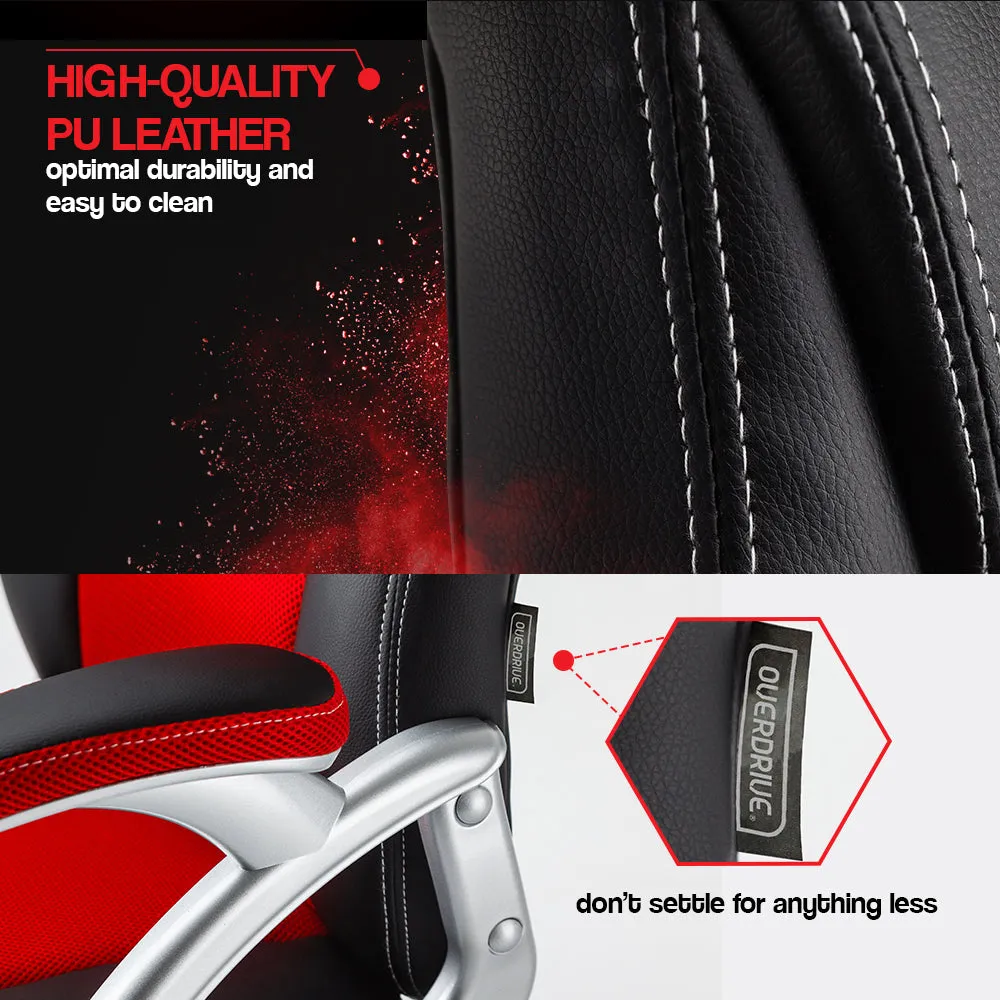 Ergonomic Racing Office Chair, GT-6 Wheels, PU Leather, OVERDRIVE