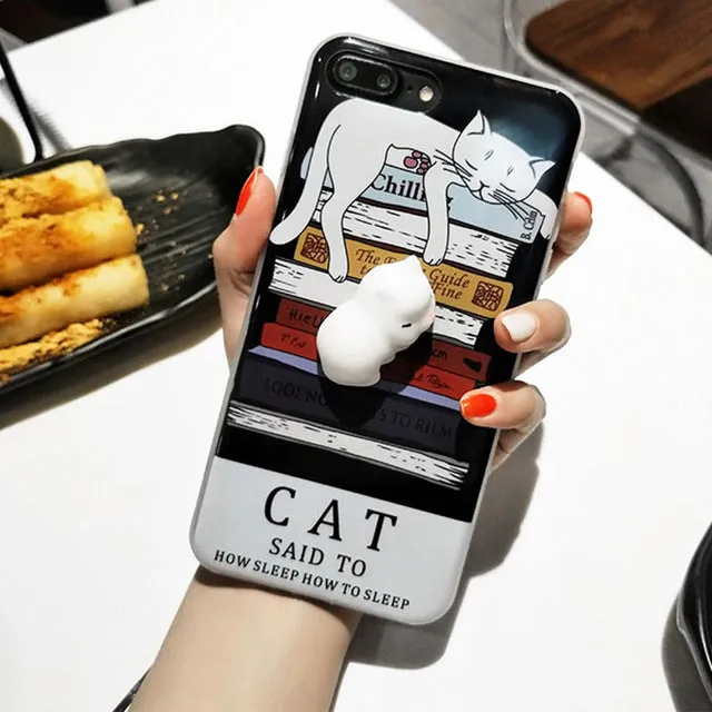 For iPhone 7 Plus 8 Plus 6 6S Plus Squishy Case Cute 3D Cat Seal Animal Stress Release Squish Cover For iPhone X 5S SE 6S 8 Plus