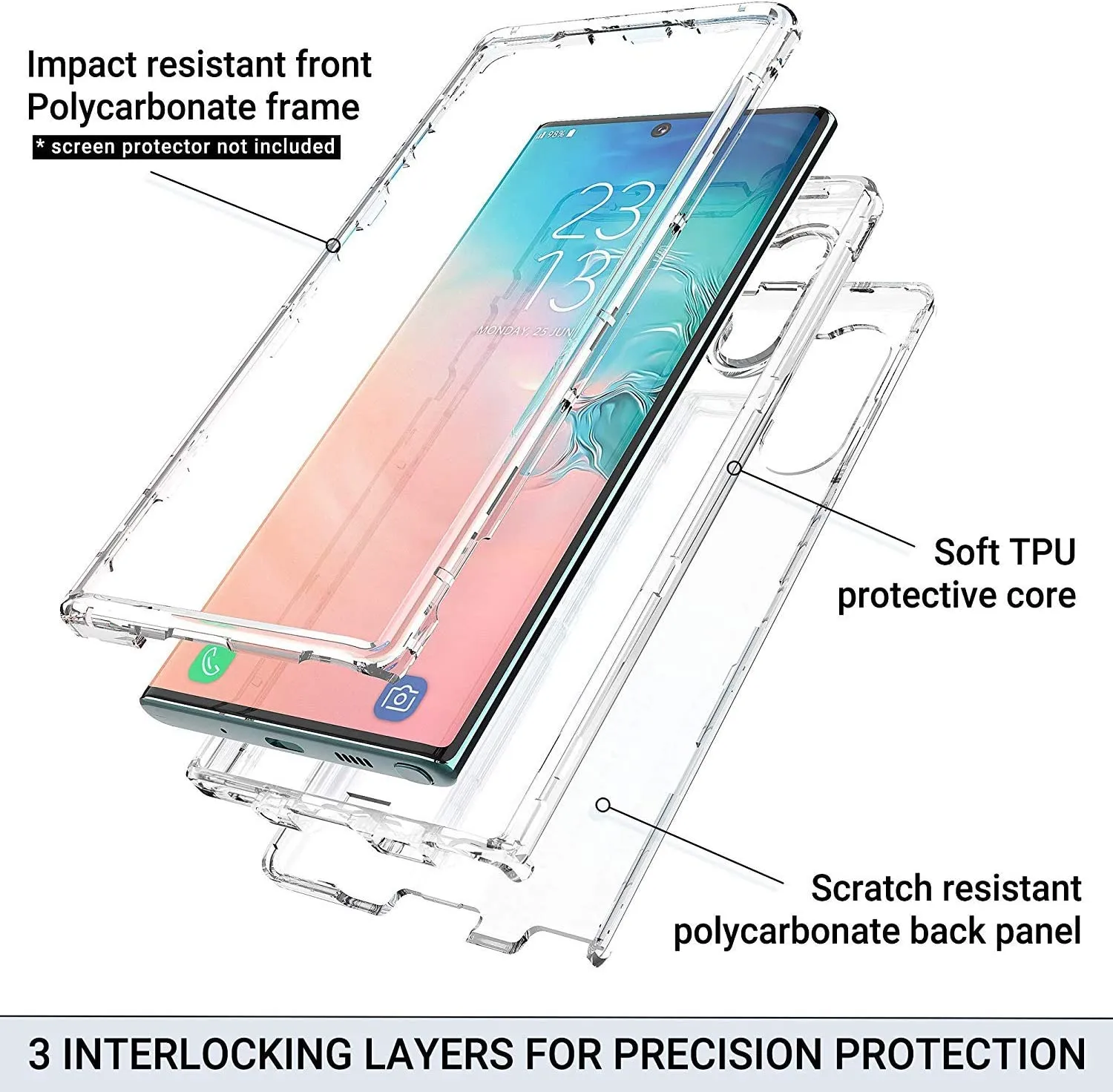 Galaxy Note 10 Plus 5G Case Heavy Duty Shockproof Screen Protector Clear