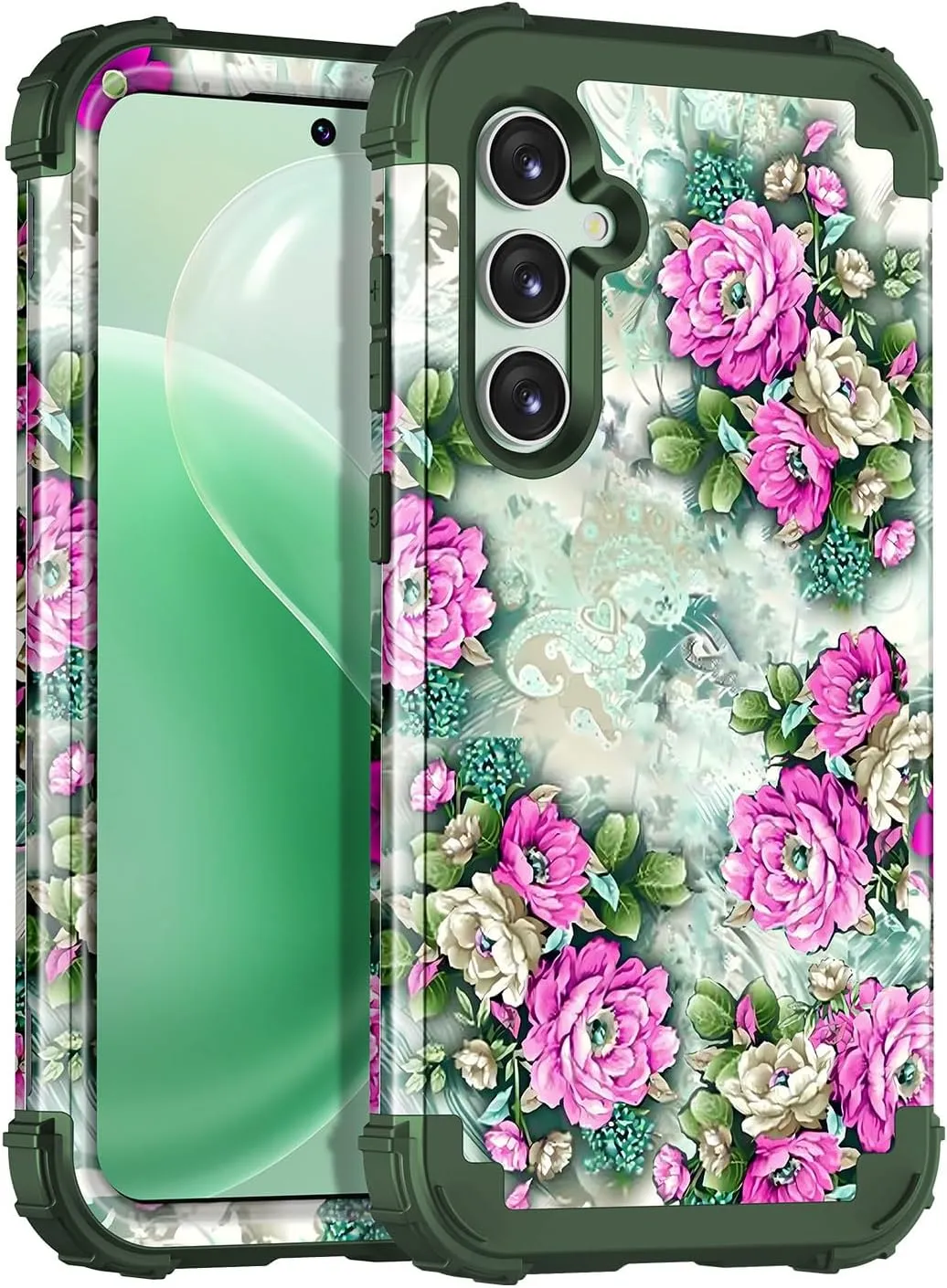 Galaxy S24 5G Case,Three Layer Heavy Duty Sturdy Shockproof Full Body Protection Rugged Hard PC Soft TPU Bumper Case