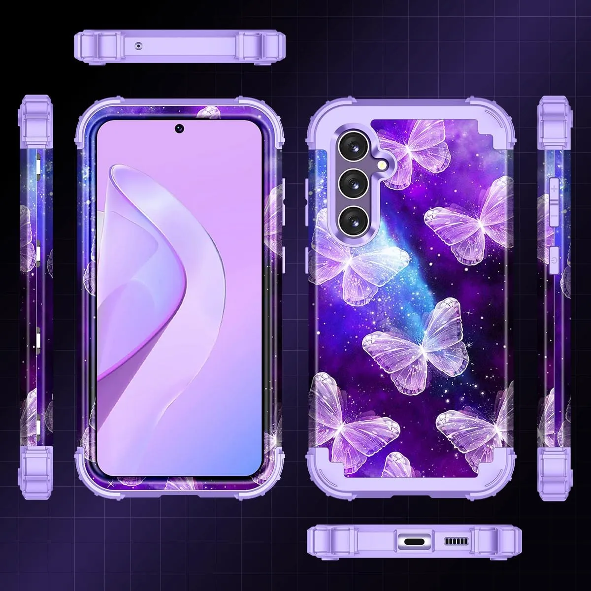 Galaxy S24 5G Case,Three Layer Heavy Duty Sturdy Shockproof Full Body Protection Rugged Hard PC Soft TPU Bumper Case