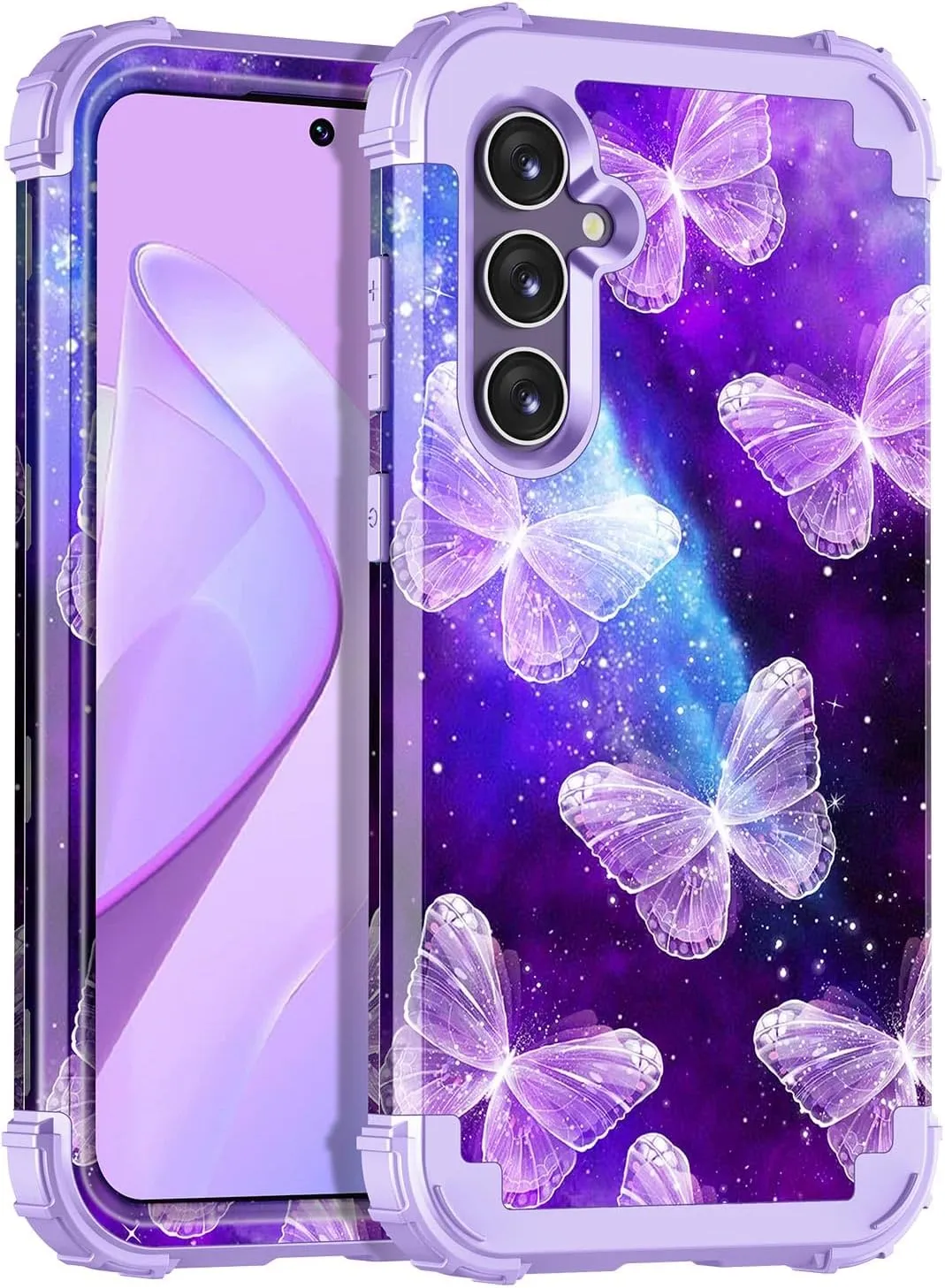 Galaxy S24 5G Case,Three Layer Heavy Duty Sturdy Shockproof Full Body Protection Rugged Hard PC Soft TPU Bumper Case