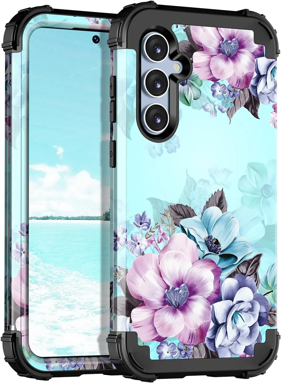 Galaxy S24 5G Case,Three Layer Heavy Duty Sturdy Shockproof Full Body Protection Rugged Hard PC Soft TPU Bumper Case