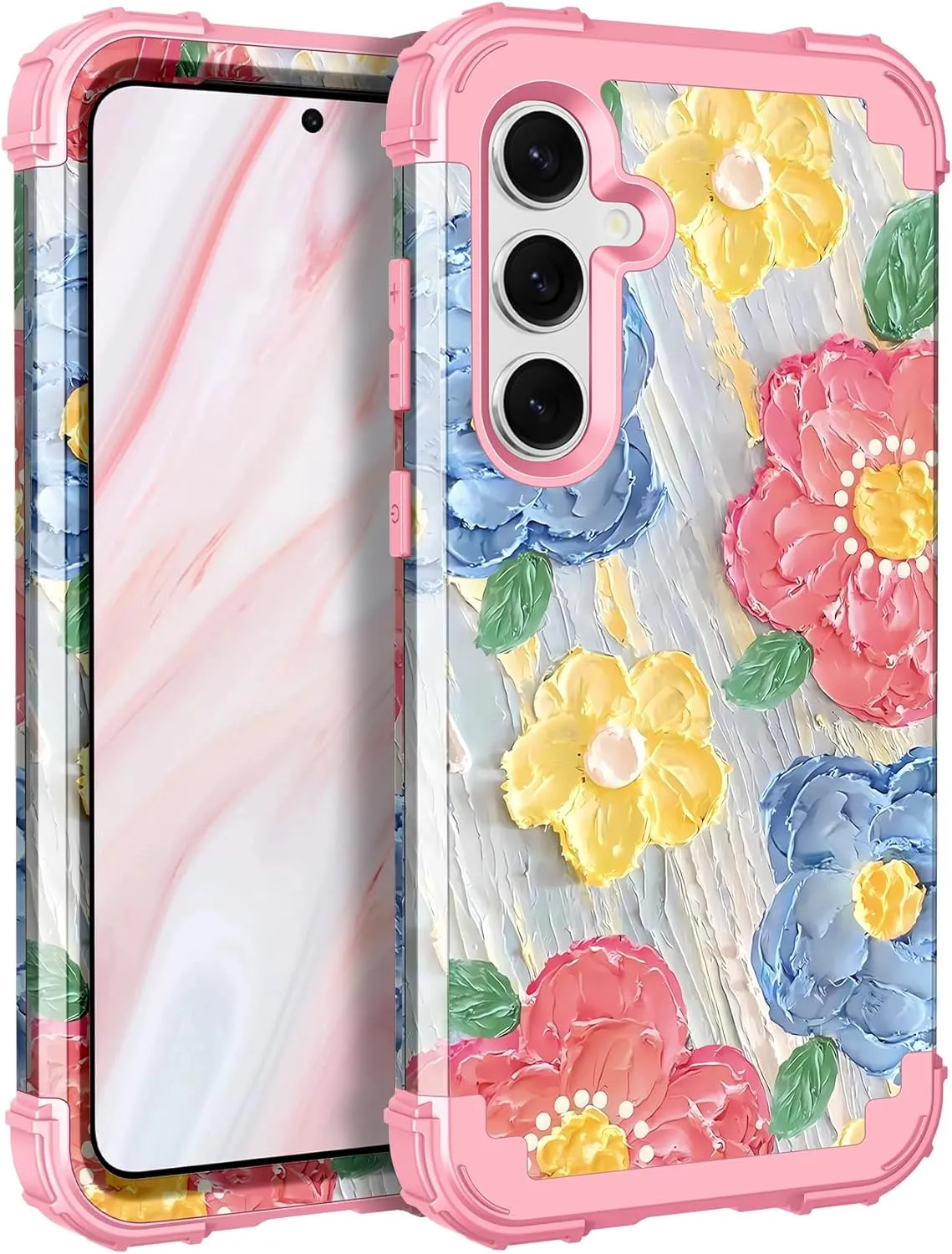 Galaxy S24 Plus 5G Case Shockproof 3 in 1 Full Body Protective Cute Oil Cover Case