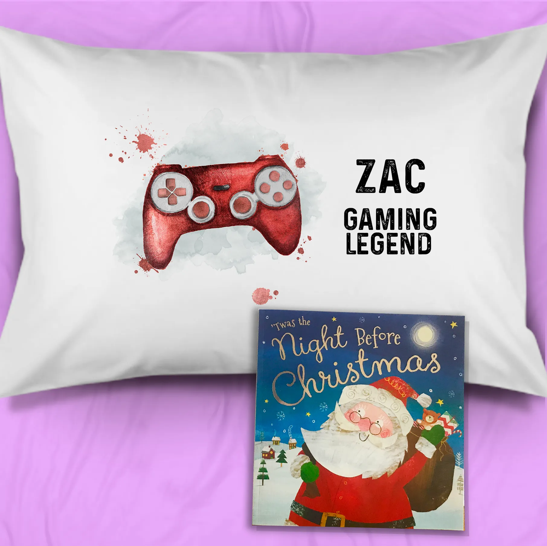 Gaming Legend Personalised Christmas Eve Pillow Case & Book
