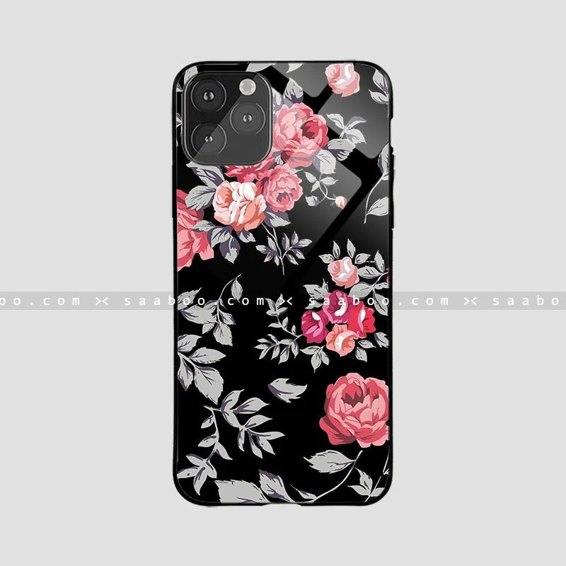 Glass Case With Peach Flower