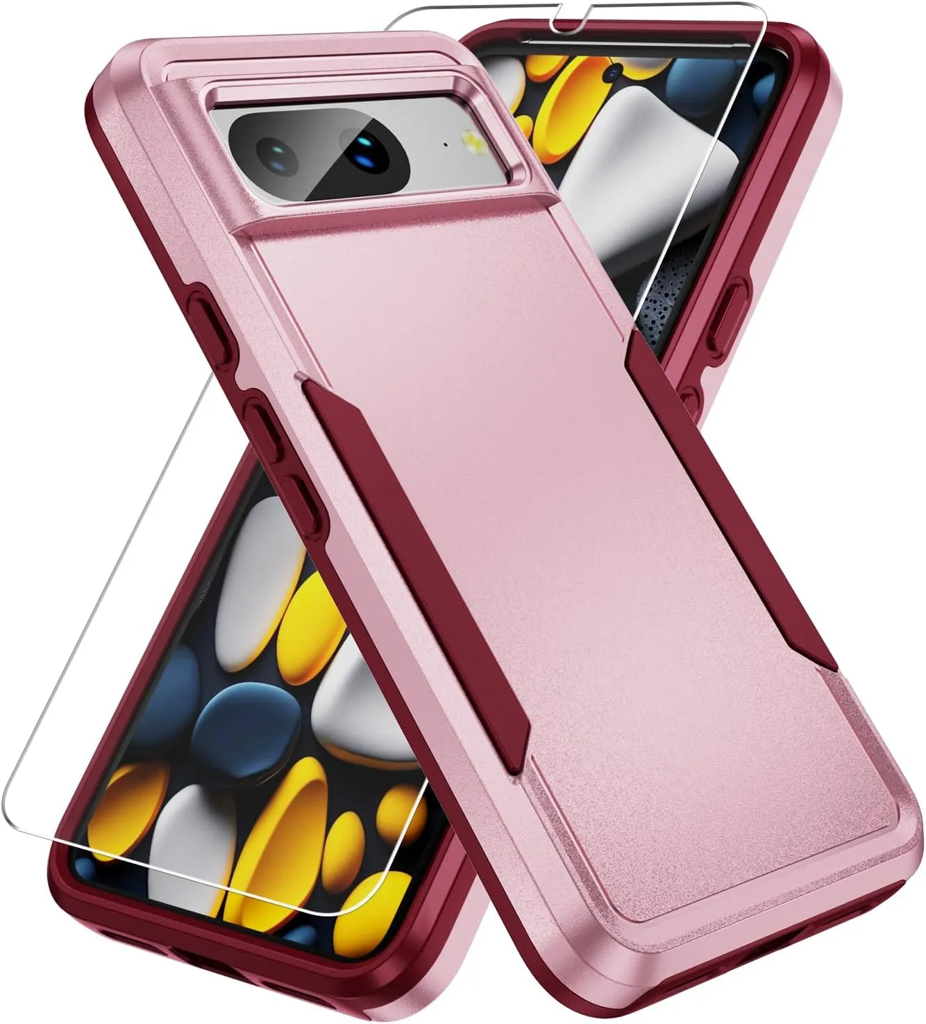 Google Pixel 8 Case Screen Protector Heavy-Duty Tough Rugged Shockproof Protective Case