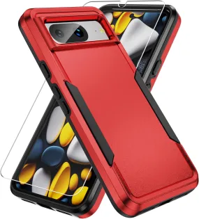 Google Pixel 8 Case Screen Protector Heavy-Duty Tough Rugged Shockproof Protective Case