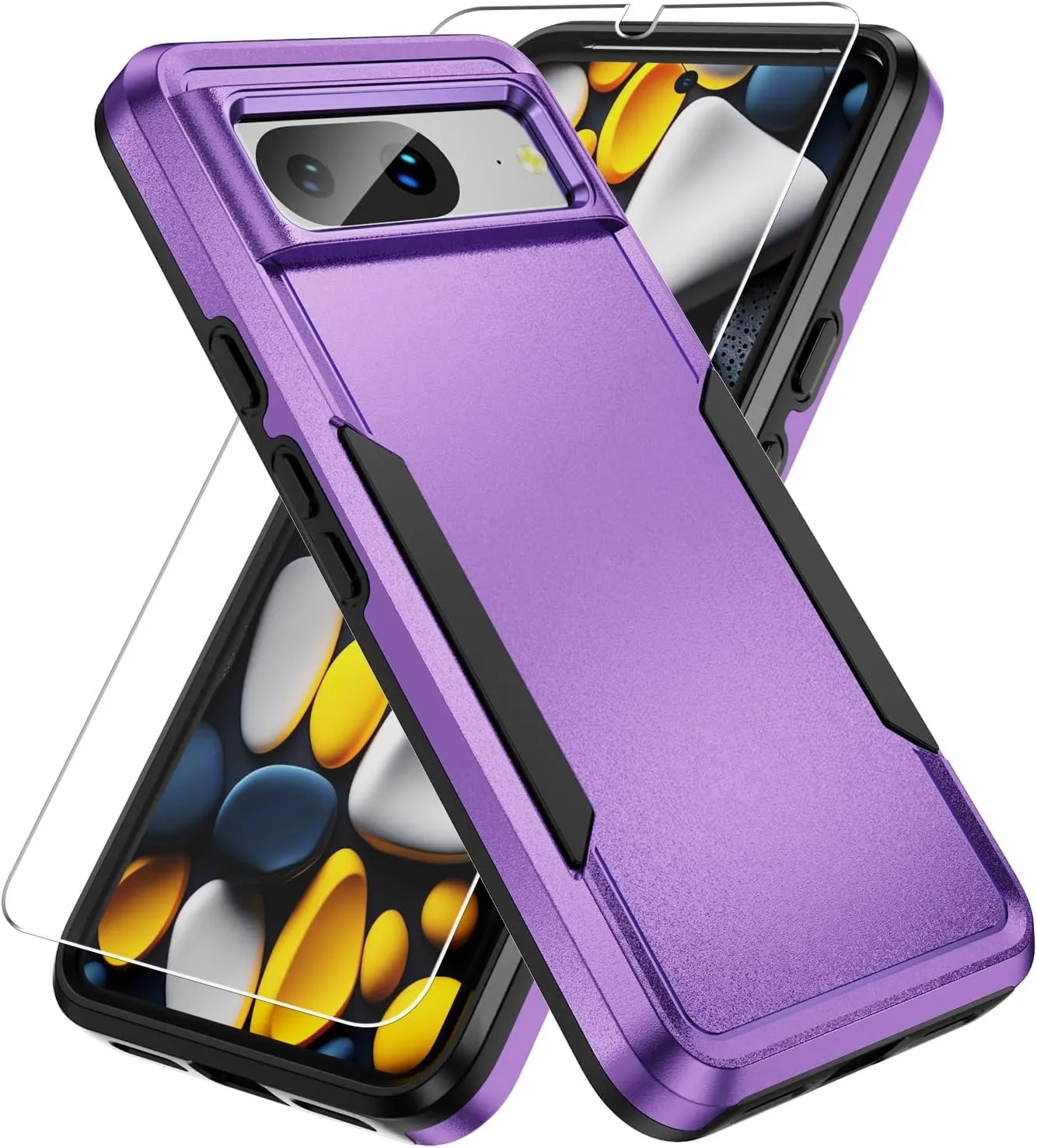 Google Pixel 8 Case Screen Protector Heavy-Duty Tough Rugged Shockproof Protective Case