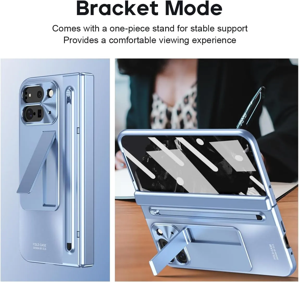 Google Pixel 9 Pro Fold Case Black Stylus & Pen Holder Google Pixel 9 Pro Kickstand Protective Case