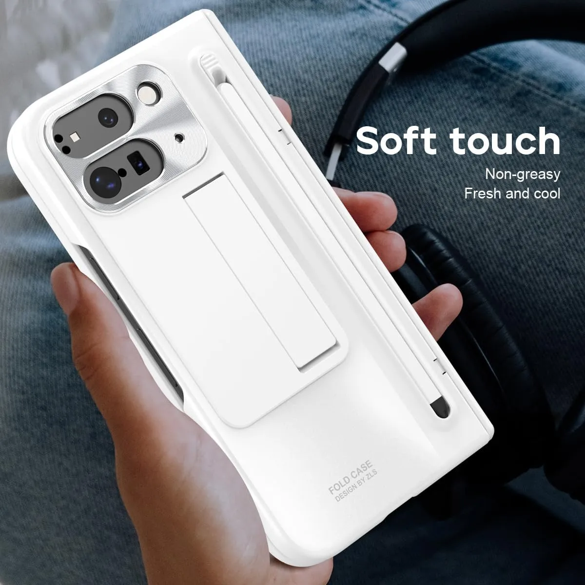 Google Pixel 9 Pro Fold Case Black Stylus & Pen Holder Google Pixel 9 Pro Kickstand Protective Case