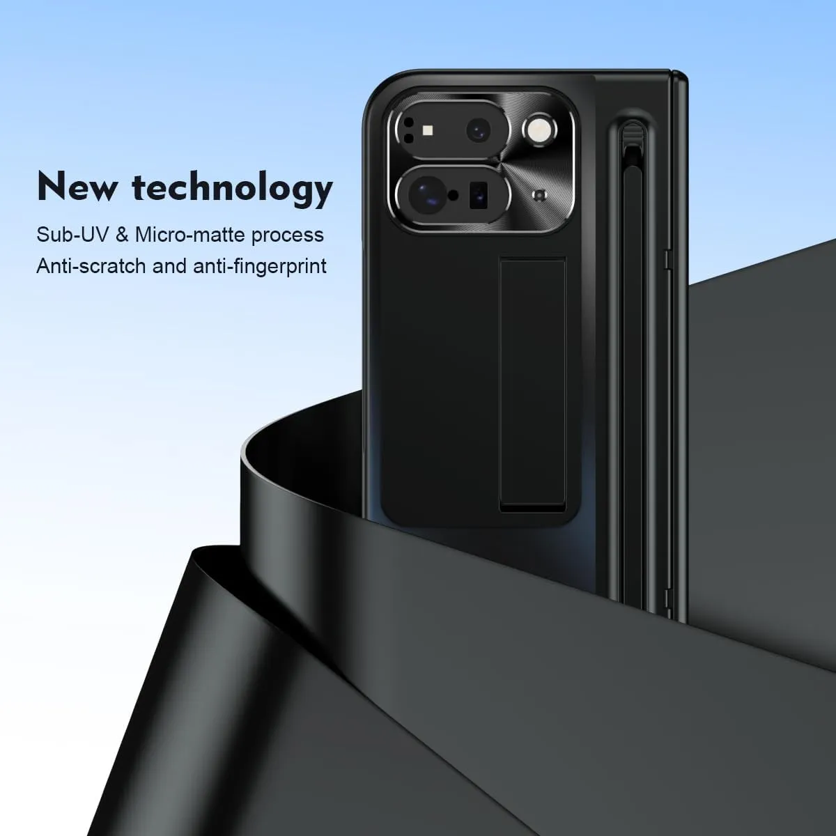 Google Pixel 9 Pro Fold Case Black Stylus & Pen Holder Google Pixel 9 Pro Kickstand Protective Case