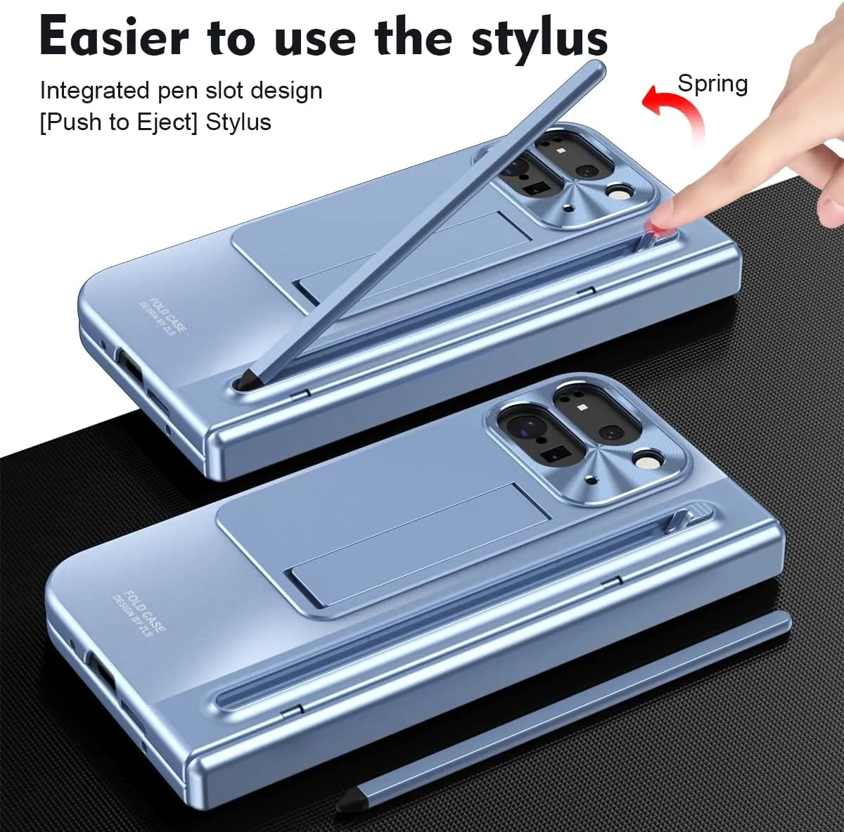 Google Pixel 9 Pro Fold Case Black Stylus & Pen Holder Google Pixel 9 Pro Kickstand Protective Case