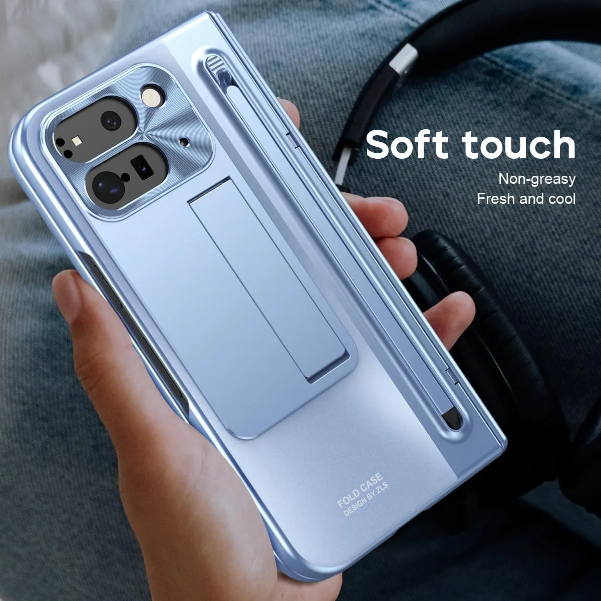 Google Pixel 9 Pro Fold Case Black Stylus & Pen Holder Google Pixel 9 Pro Kickstand Protective Case