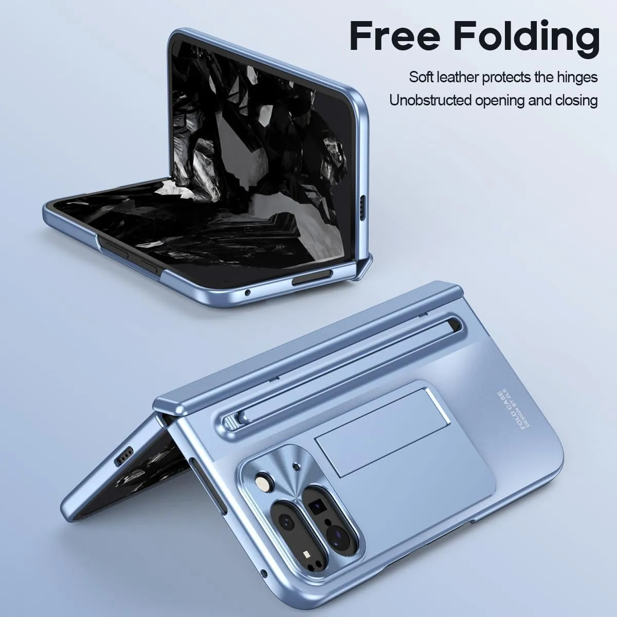 Google Pixel 9 Pro Fold Case Black Stylus & Pen Holder Google Pixel 9 Pro Kickstand Protective Case