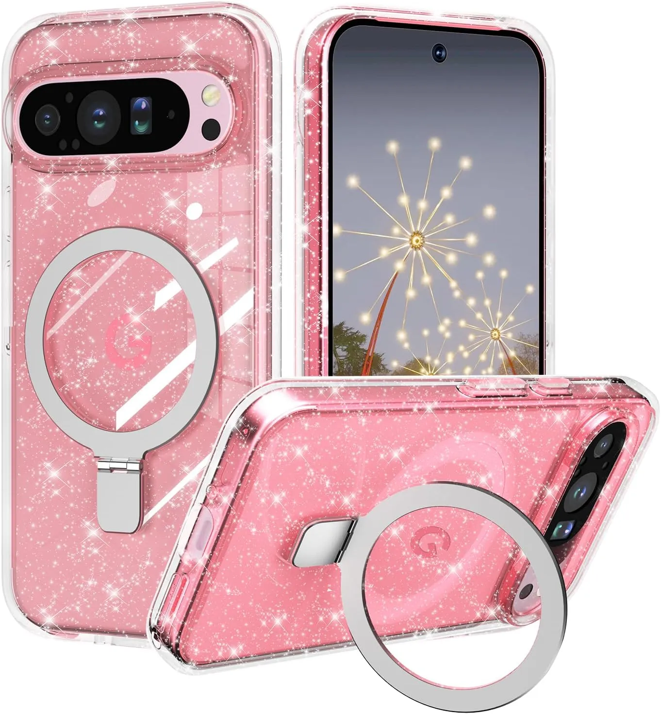 Google Pixel 9 Pro XL Glitter Ring Case