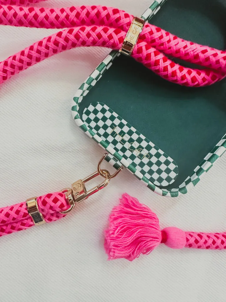 Green Check Universal Phone Hitch   Tassel Rope