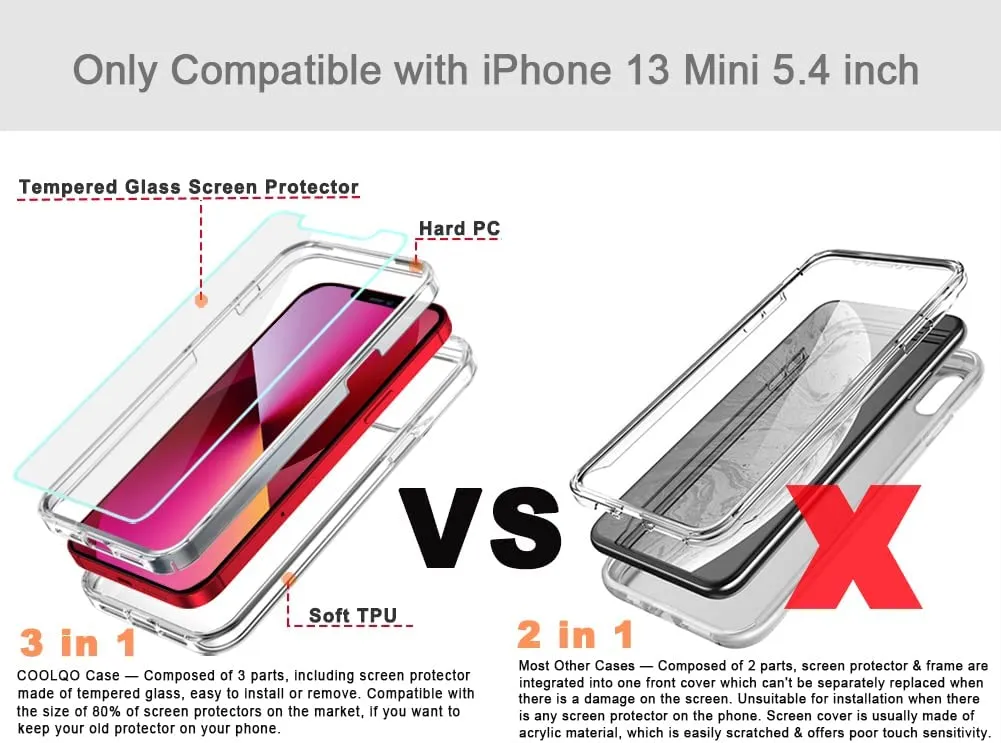 iPhone 13 Mini Case 5.4 Inch Full Body Protective Shockproof Phone Cover