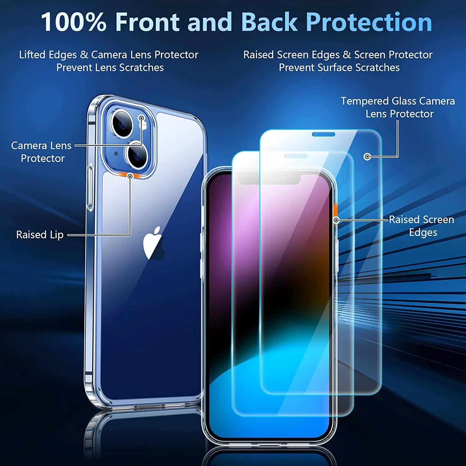 iPhone 14 Case Hard PC Back & Flexible Bumper Shockproof Phone Case