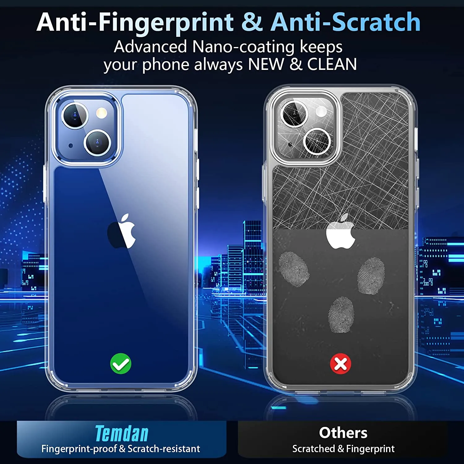 iPhone 14 Case Hard PC Back & Flexible Bumper Shockproof Phone Case