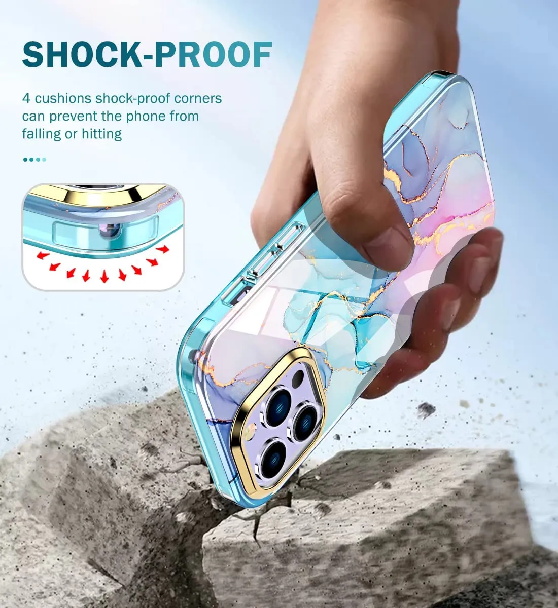 iPhone 14 Pro Max Case 6.7 inch  Slim Full-Body Stylish Shockproof Protective Marble