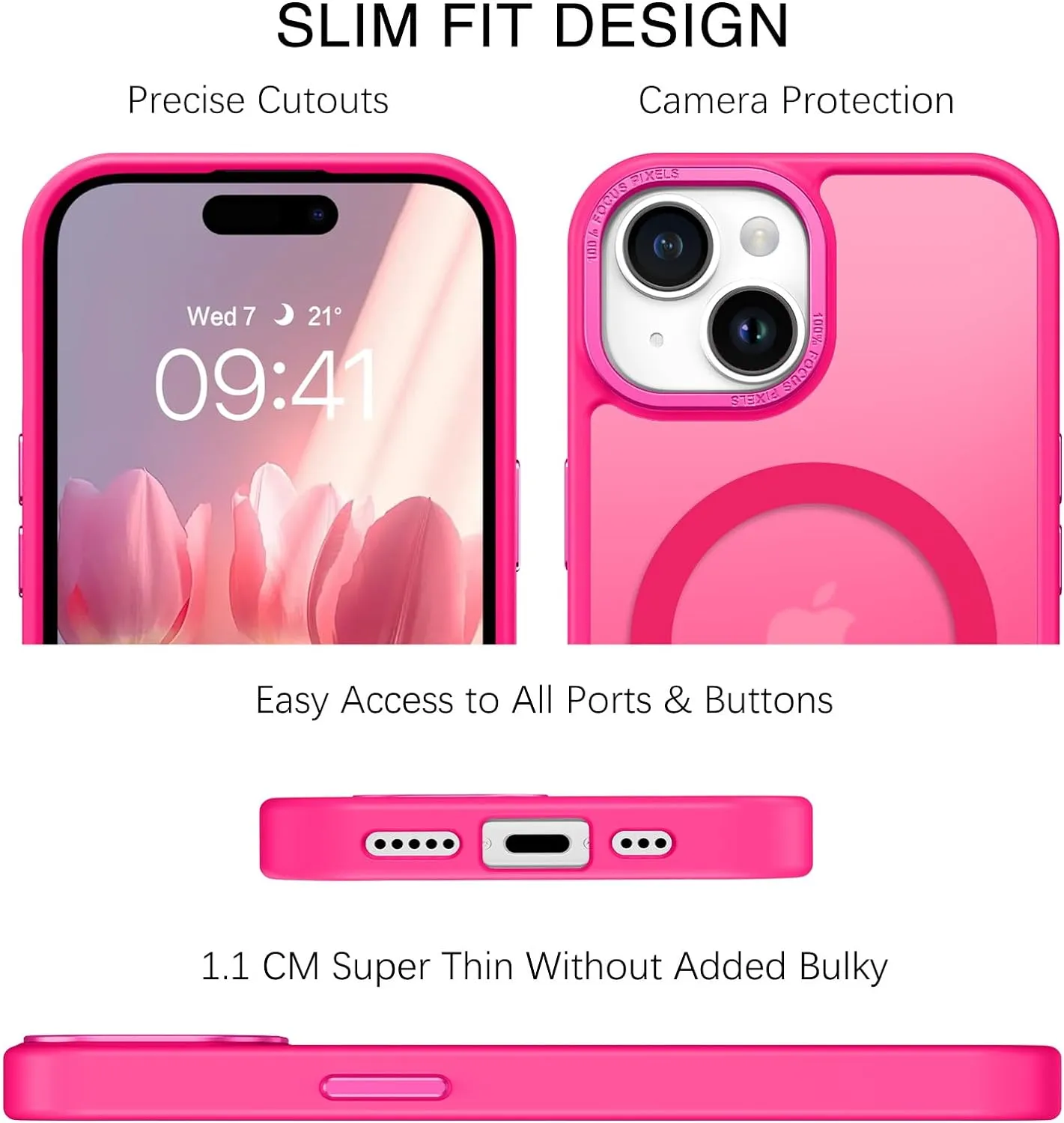 iPhone 15 Plus Case Translucent Matte Slim Shockproof Magnetic Phone case