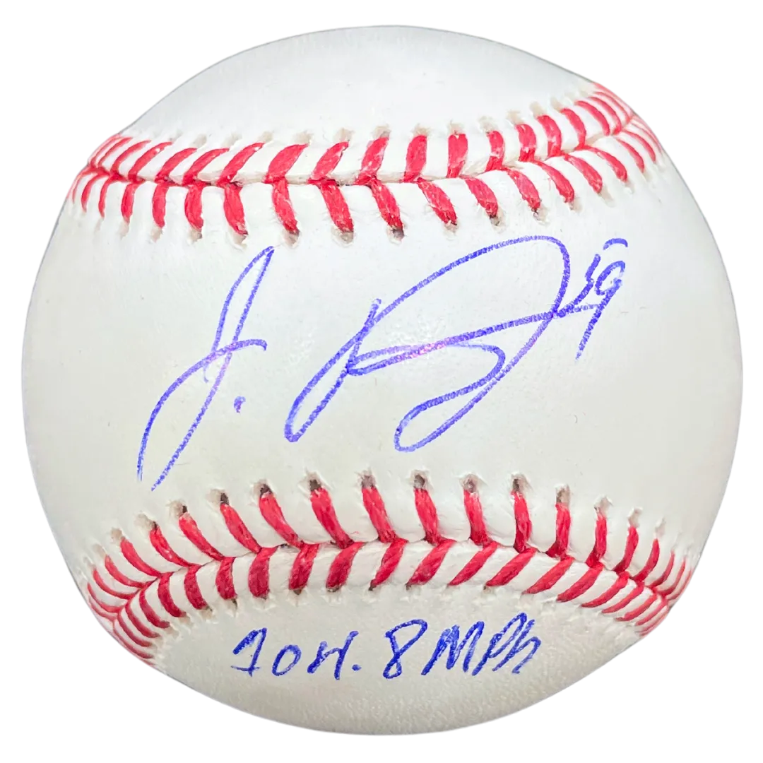 Jhoan Duran Autographed Rawlings Official Major League Baseball w/ 104.8 MPH Inscription