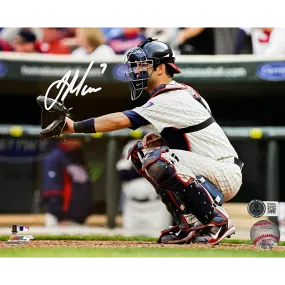 Joe Mauer Autographed Catching 8x10 Photo
