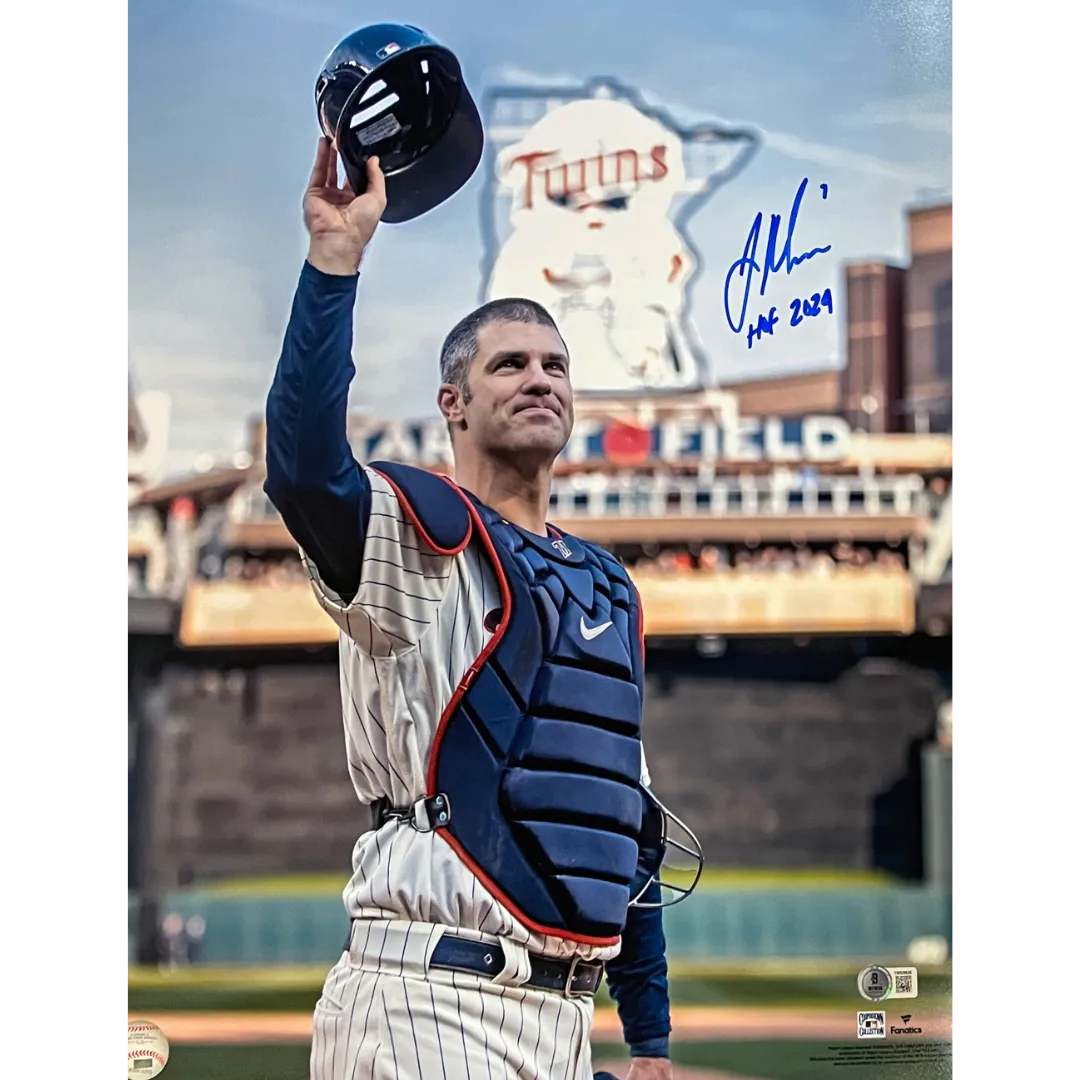 Joe Mauer Autographed Final Game 16x20 Photo w/ HOF 2024 Inscription