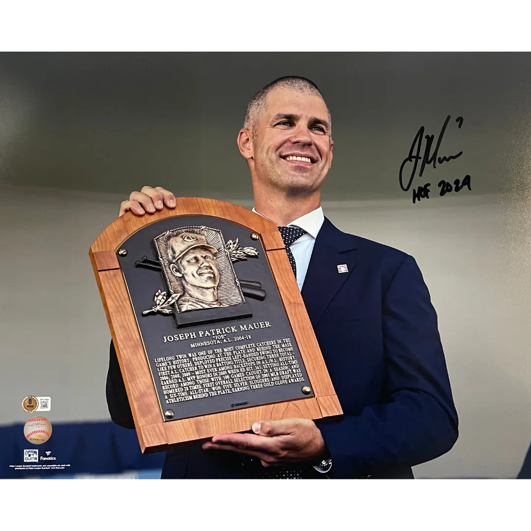 Joe Mauer Autographed Hall Of Fame 16x20 Photo w/ HOF 2024 Inscription