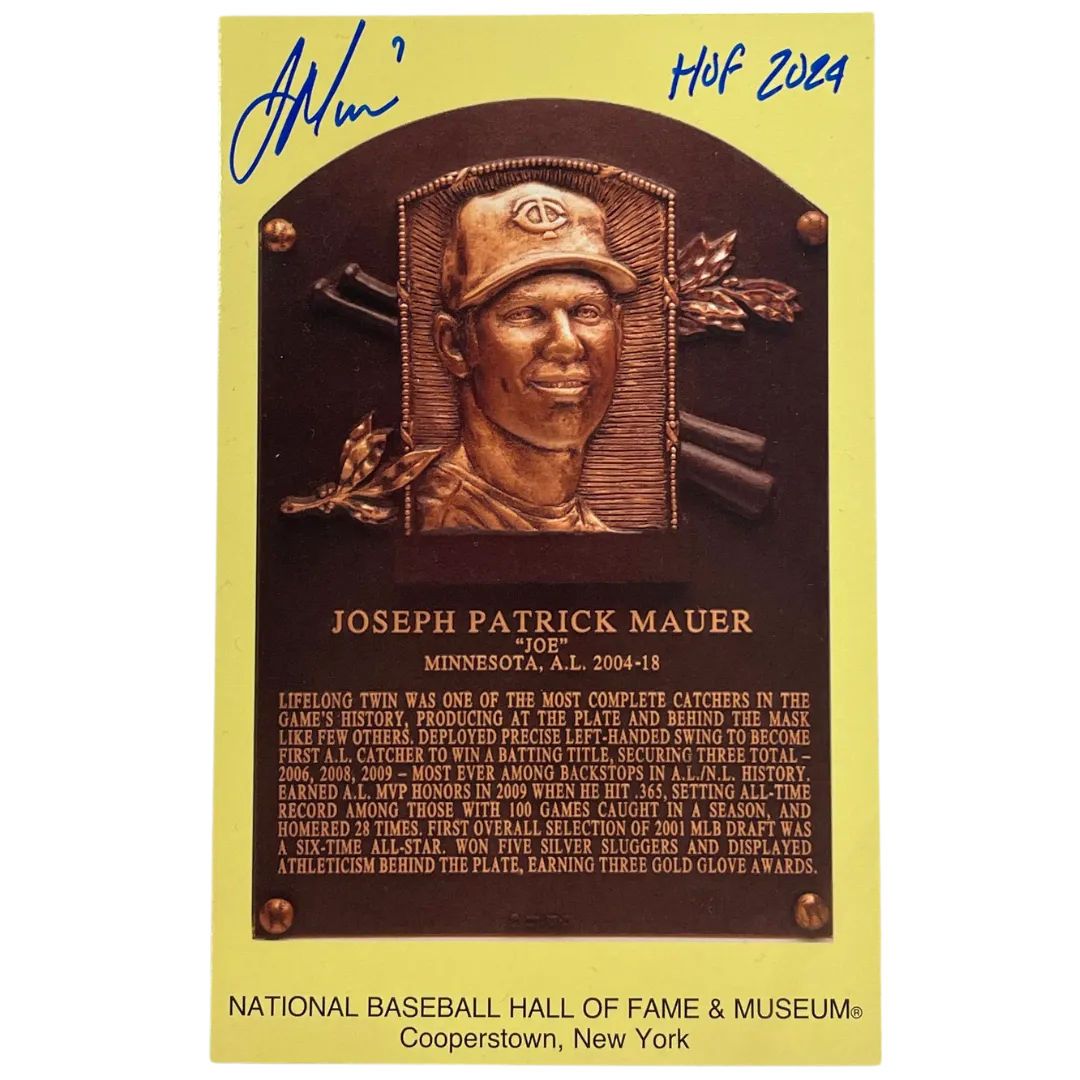 Joe Mauer Autographed Hall of Fame Postcard w/ HOF 2024 Inscription
