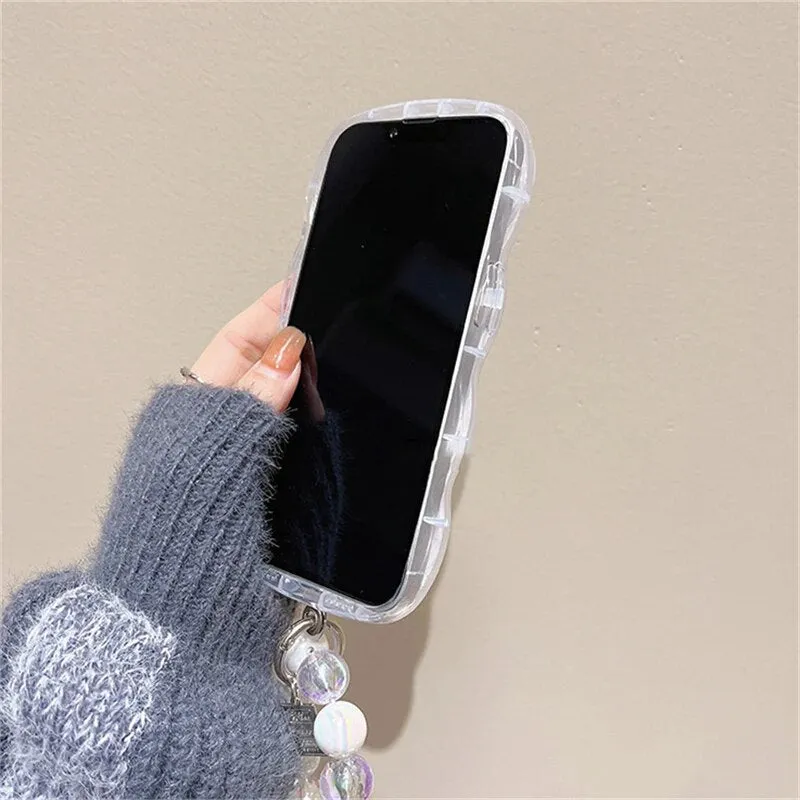 Kawaii Epoxy Glitter Flower iPhone Case with Bracelet