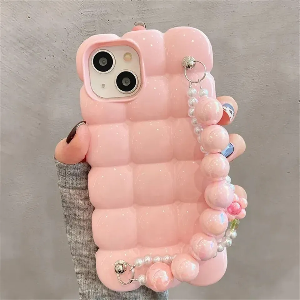 Kawaii iPhone Case with Pearl Bracelet
