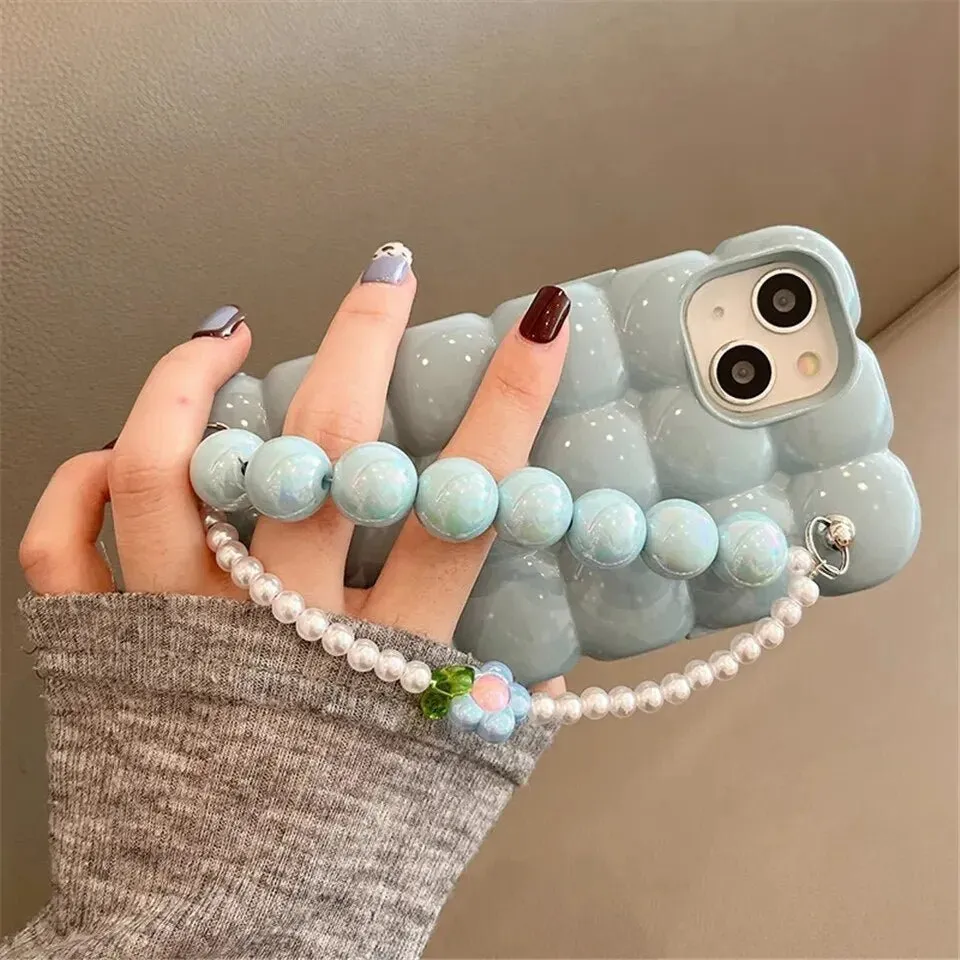 Kawaii iPhone Case with Pearl Bracelet