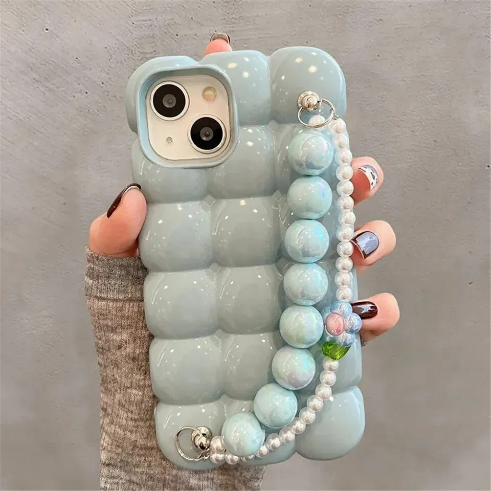 Kawaii iPhone Case with Pearl Bracelet