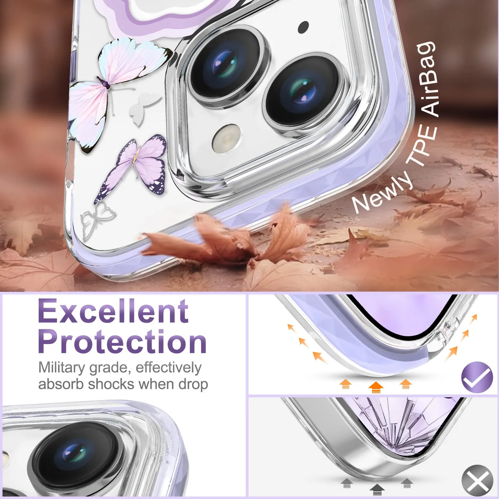 KINGXBAR Butterfly Magnetic MagSafe Shockproof Case Cover