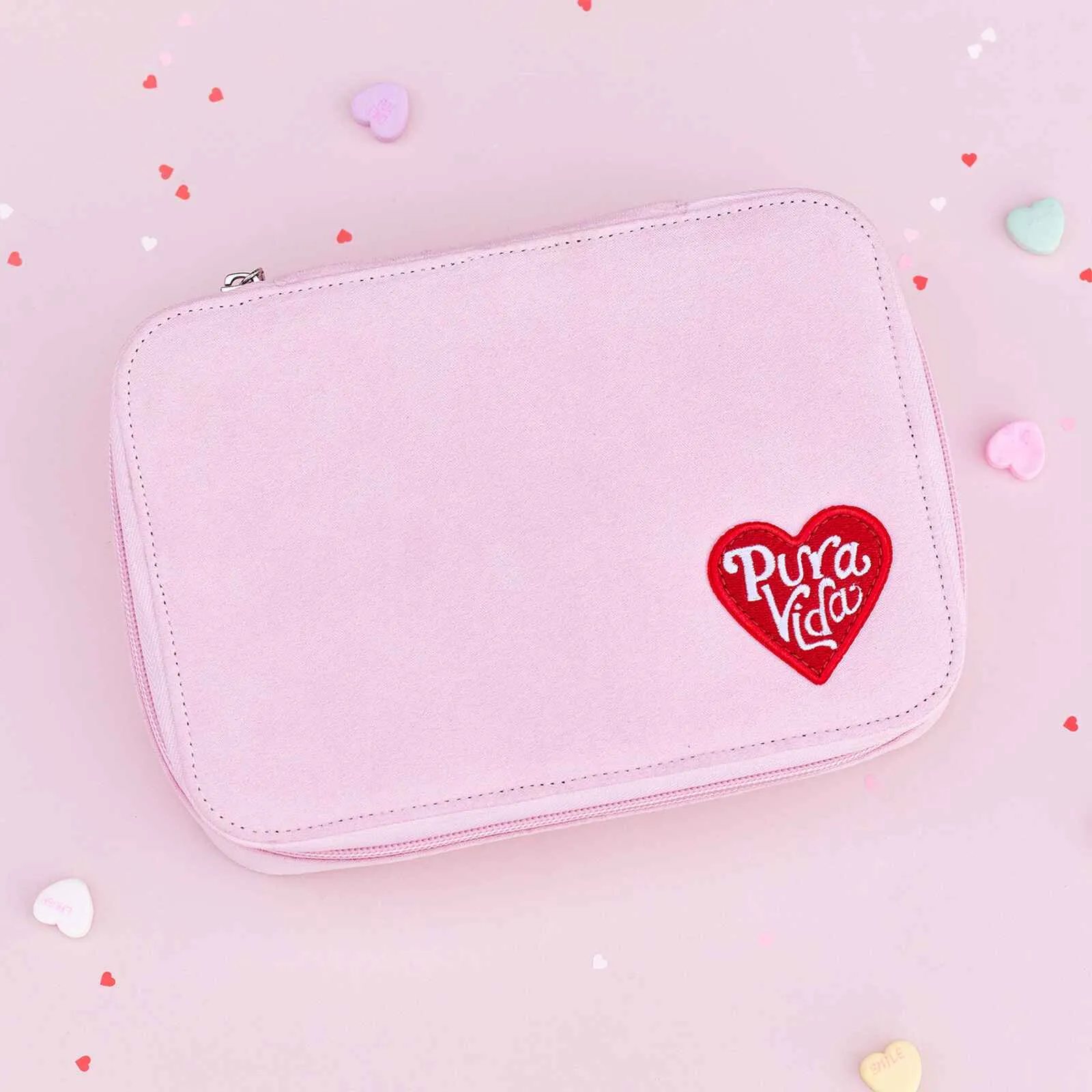 Large Pink Velvet Jewelry Case