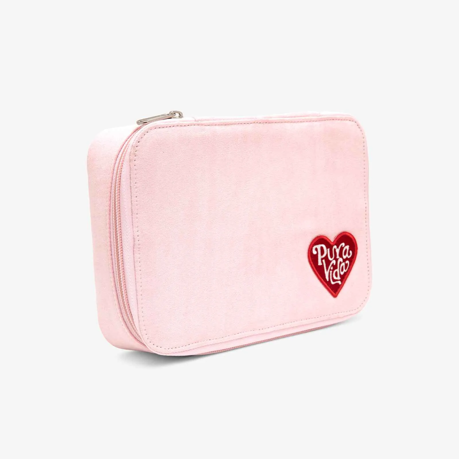 Large Pink Velvet Jewelry Case