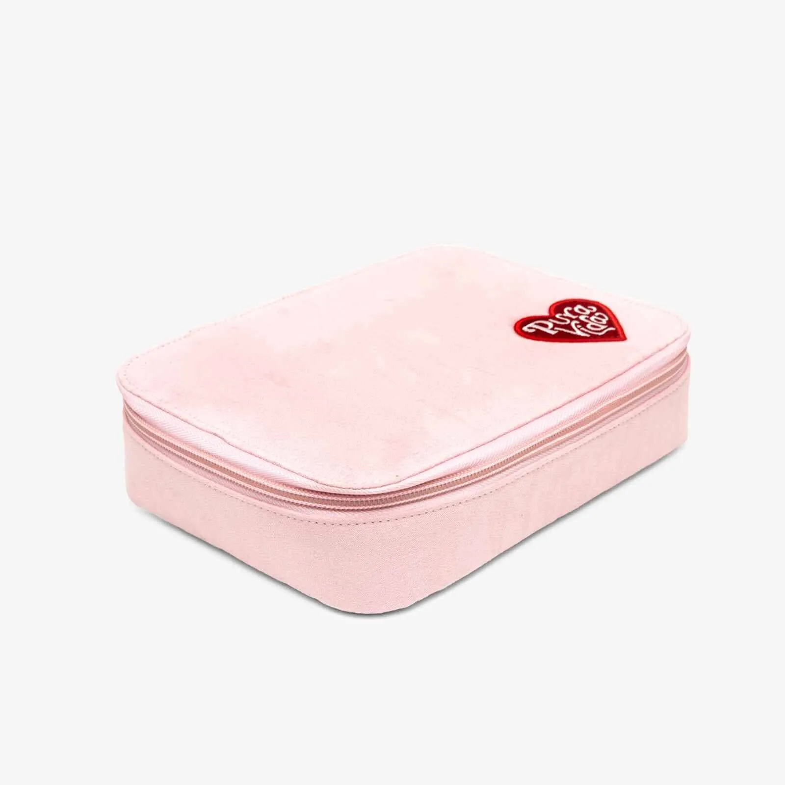 Large Pink Velvet Jewelry Case