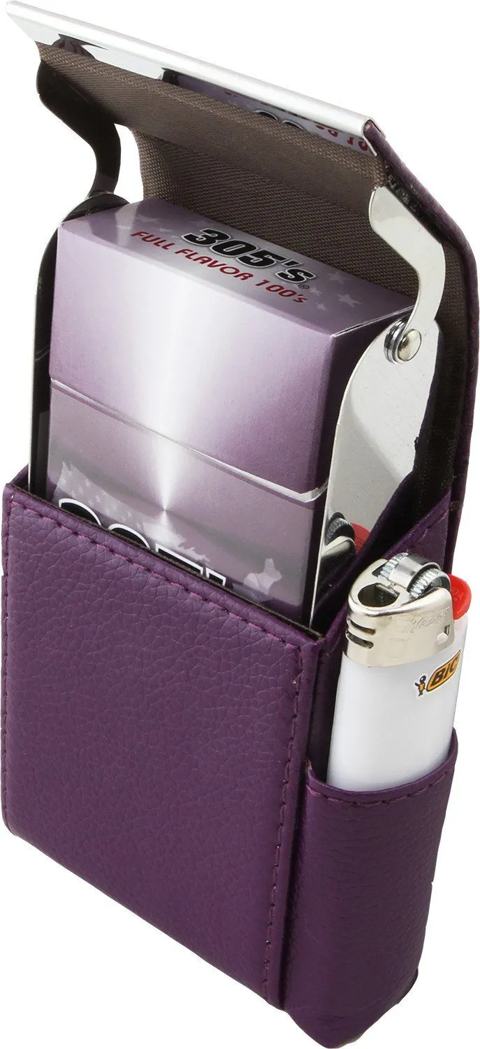 Luxury Genuine Leather Black Flip Top Cigarette Case - Assorted Color Available