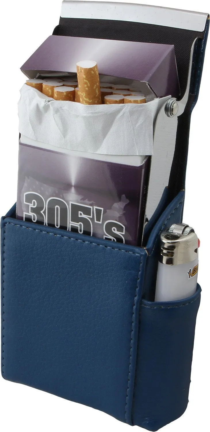 Luxury Genuine Leather Black Flip Top Cigarette Case - Assorted Color Available