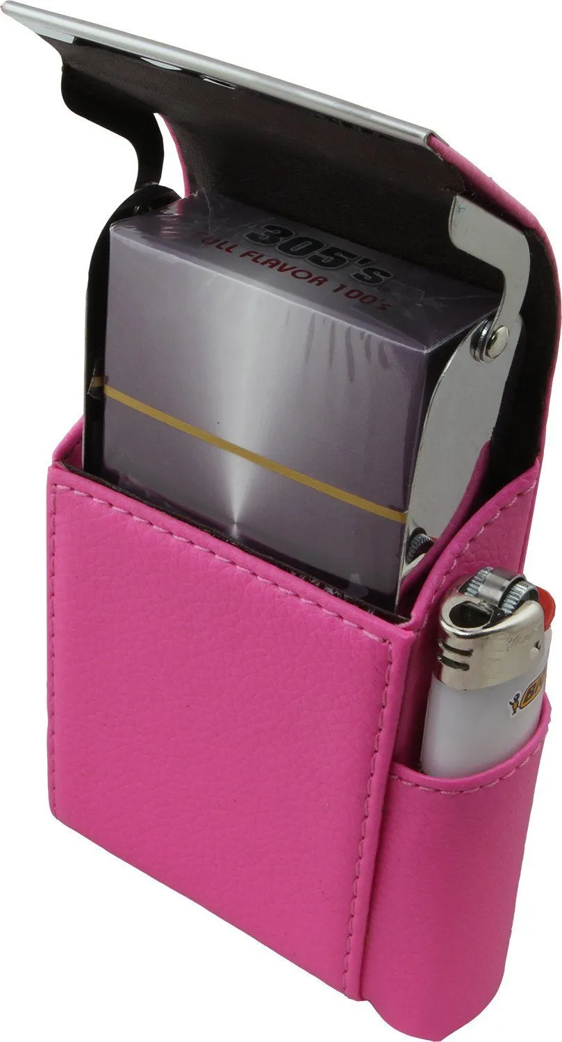 Luxury Genuine Leather Black Flip Top Cigarette Case - Assorted Color Available