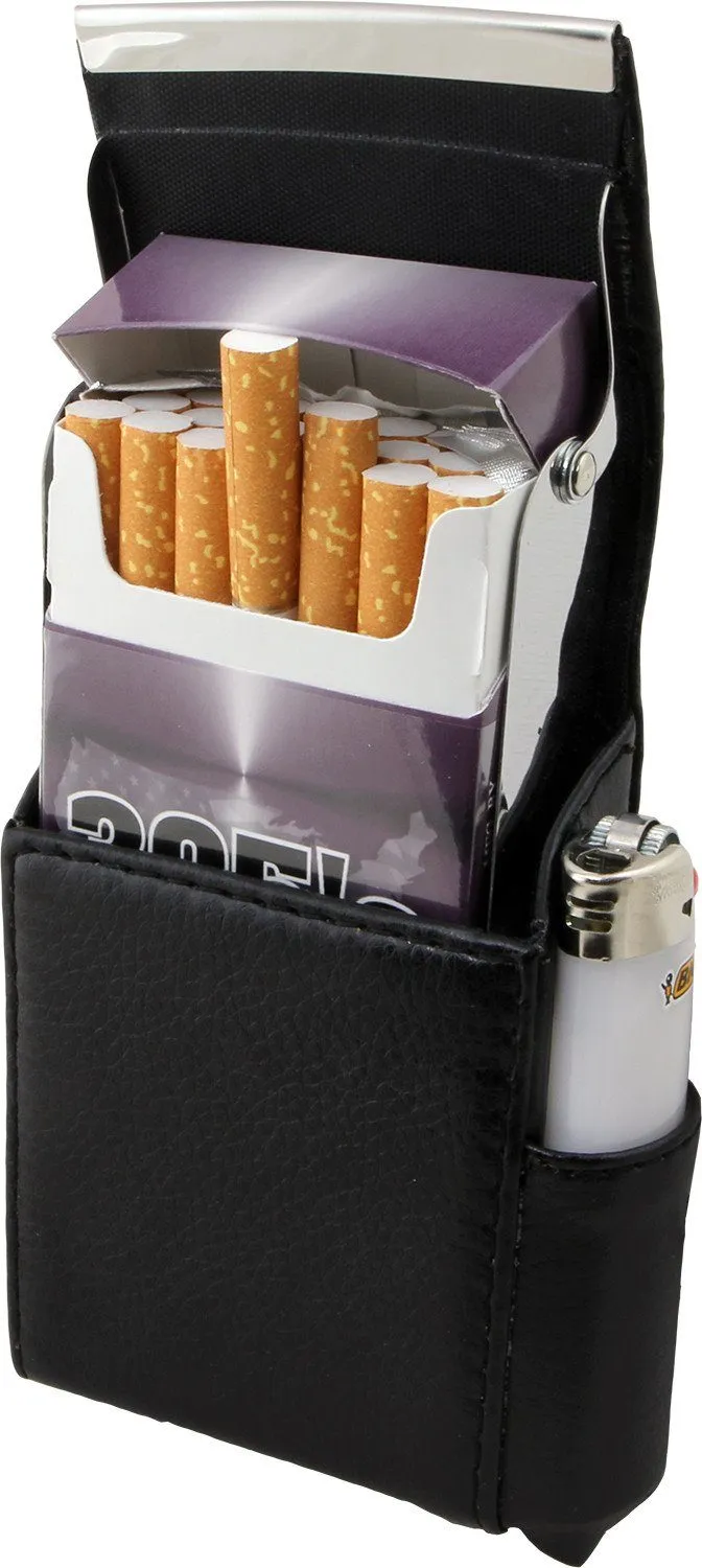 Luxury Genuine Leather Black Flip Top Cigarette Case - Assorted Color Available