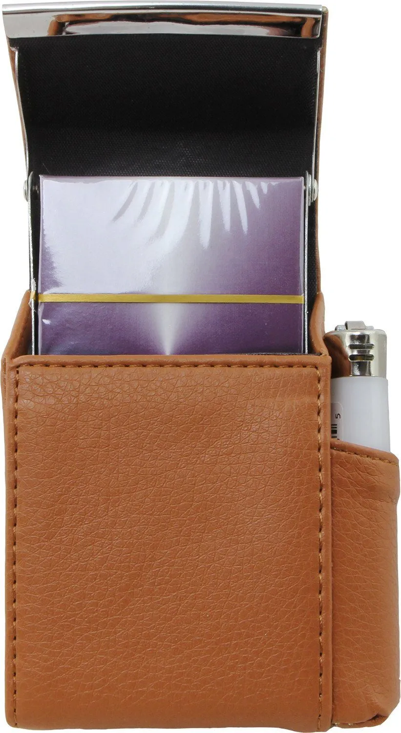 Luxury Genuine Leather Black Flip Top Cigarette Case - Assorted Color Available
