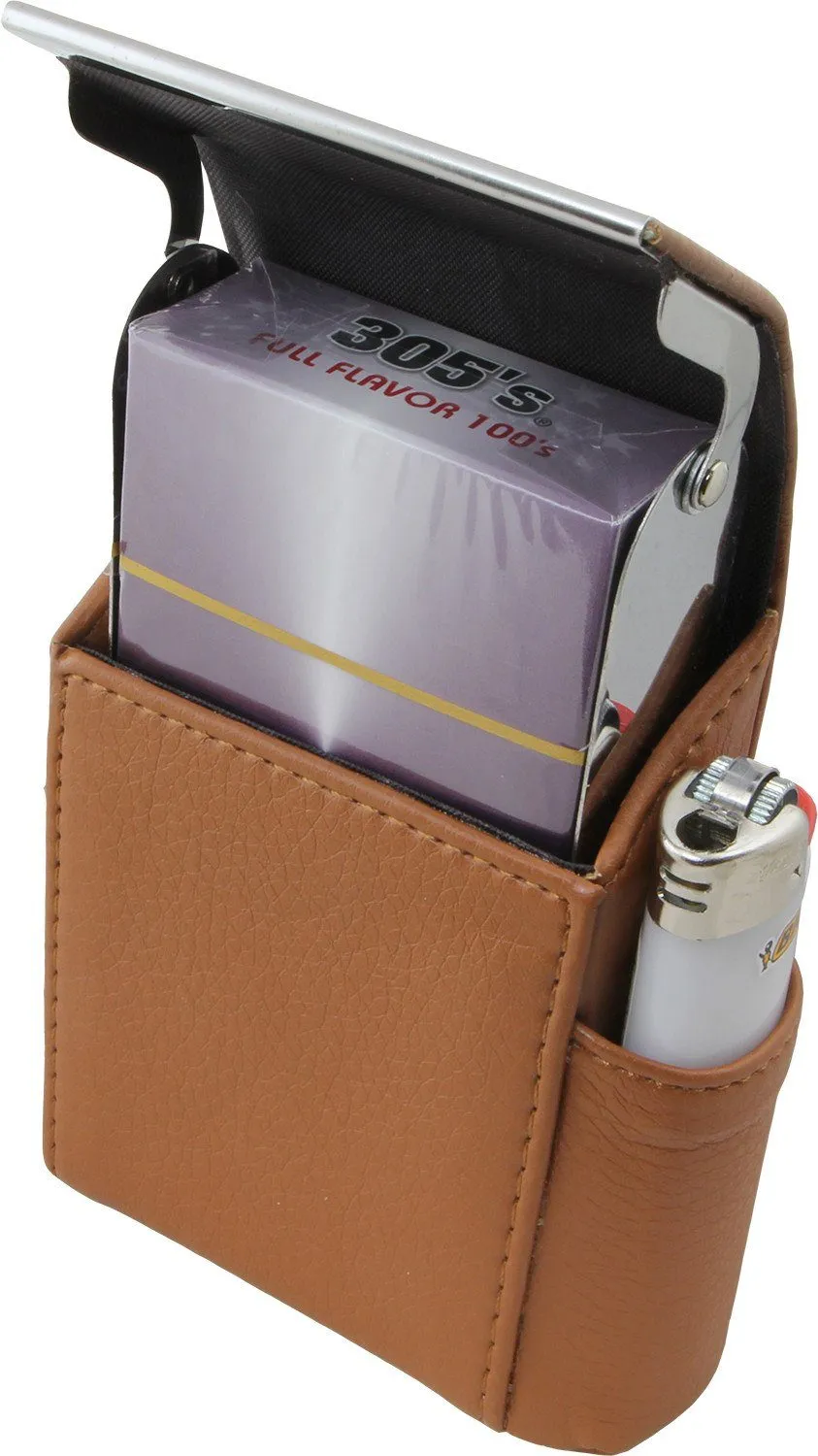 Luxury Genuine Leather Black Flip Top Cigarette Case - Assorted Color Available