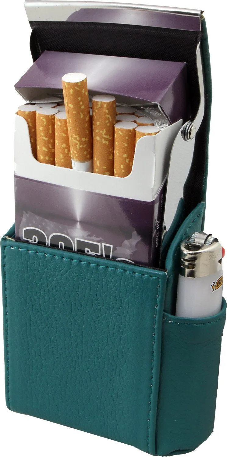 Luxury Genuine Leather Black Flip Top Cigarette Case - Assorted Color Available